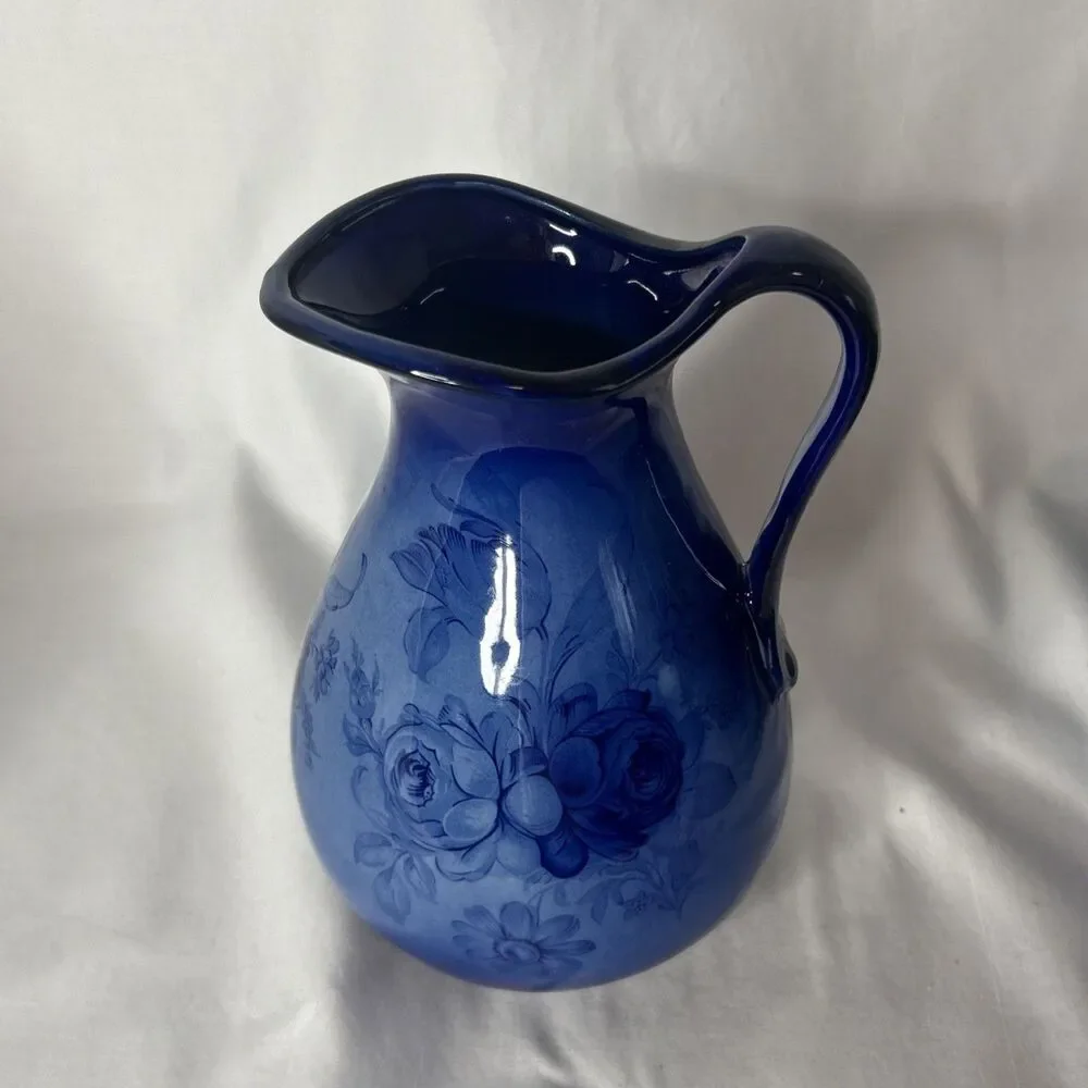Vintage Staffordshire of England Flow blue Floral Pitcher and Bowl Set
